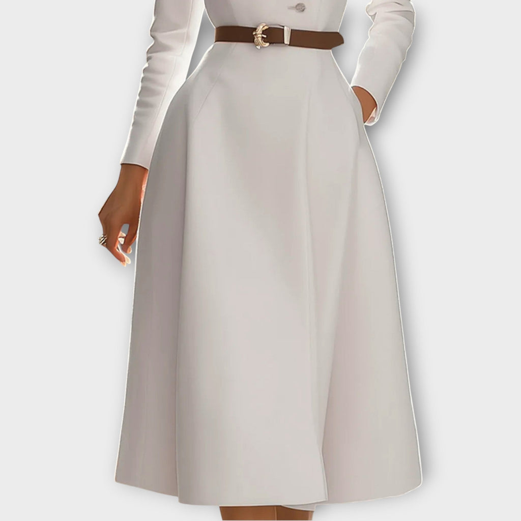 Elegant Belted A-Line Blazer Dress