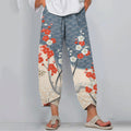 Japanese Art Cherry Blossom Print Casual Pants