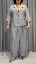 Grey Striped Linen-Blend Co-Ord Set