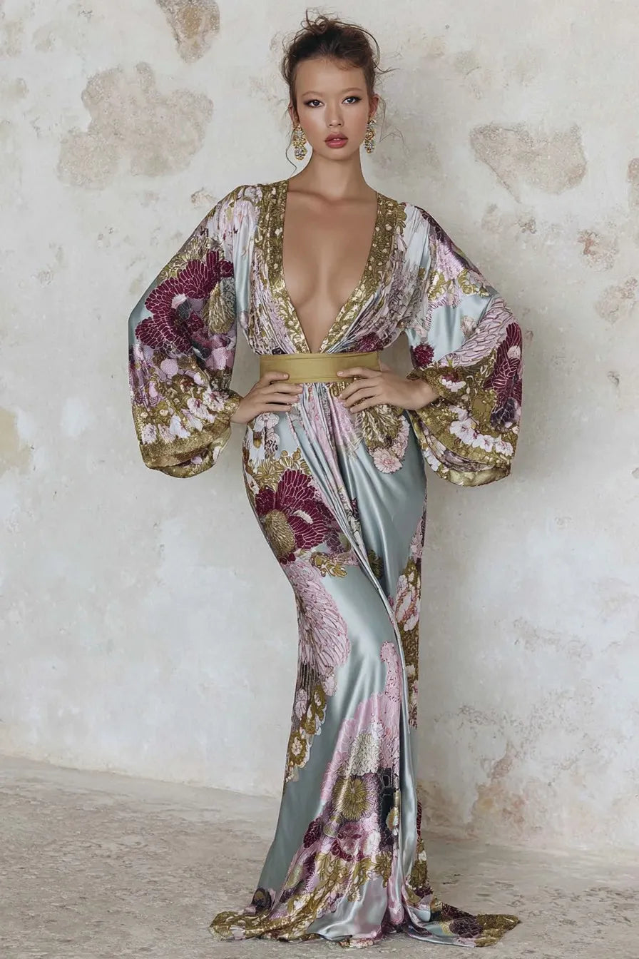 Women's Elegant Vintage Printed Robe
