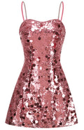Sequin A Line Dress Pink