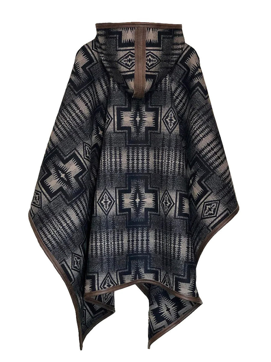 Men's Ethnic Geometric Printed Hooded Cloak 14c9