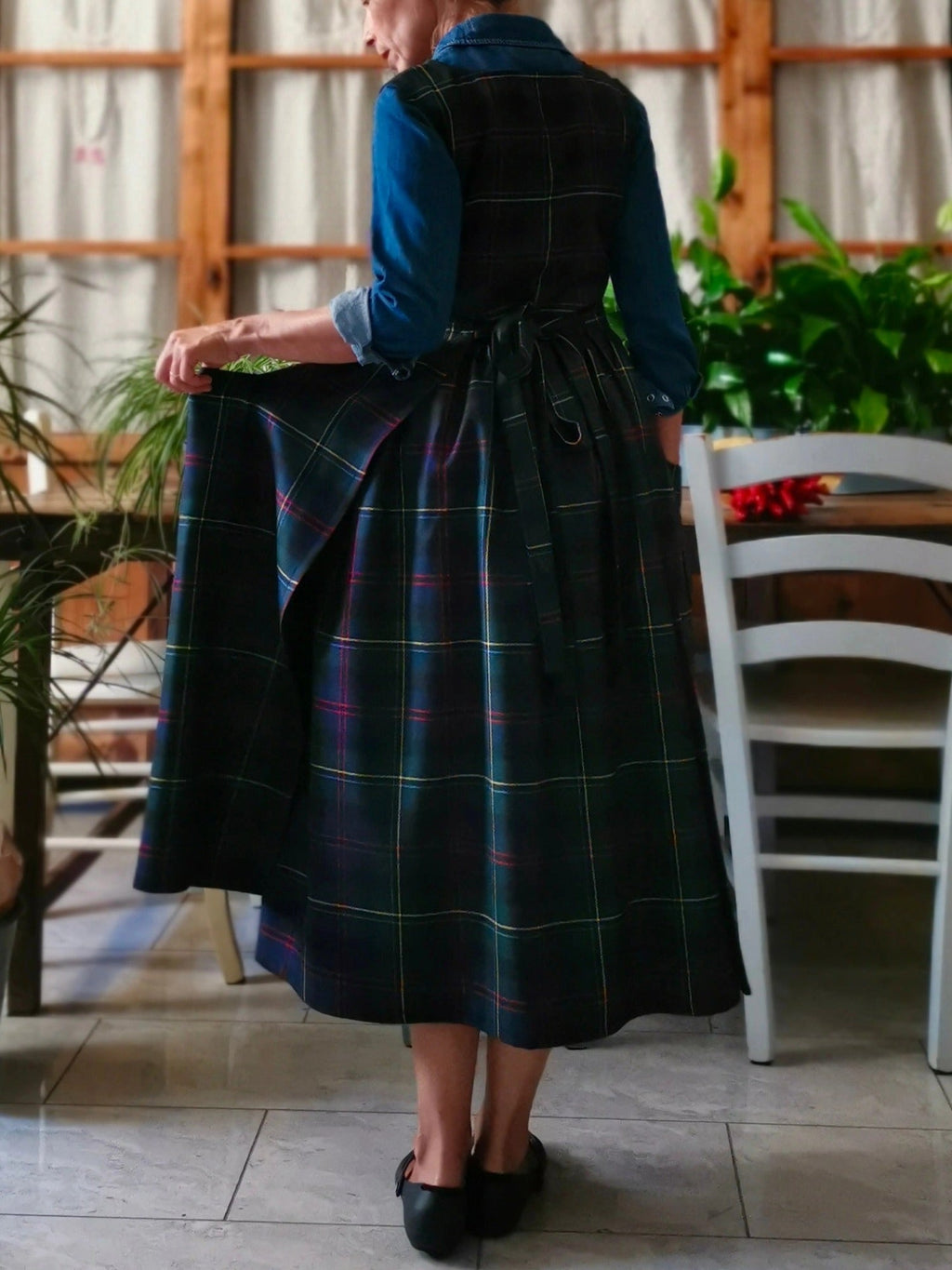 Blue, Green and Red Tartan Apron