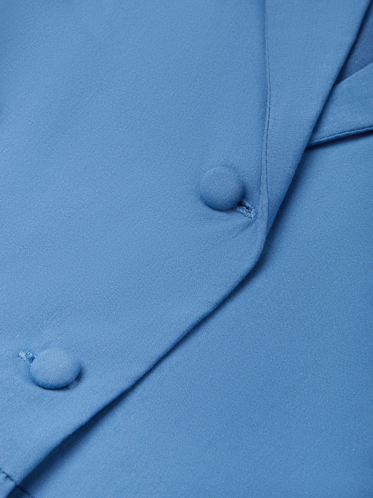 (SIZE:XS-XXL) Cotton Maxi Dress, Cap Sleeve, Lapel Collar, Plain, Vintage, Blue