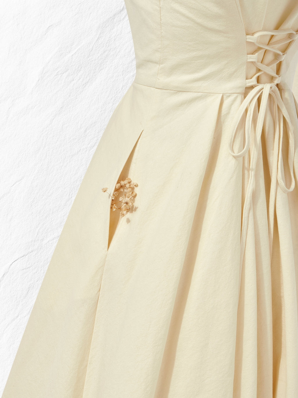 Linen Midi Dress, Cap Sleeve, Boat Neck, Plain, Vintage, Off White