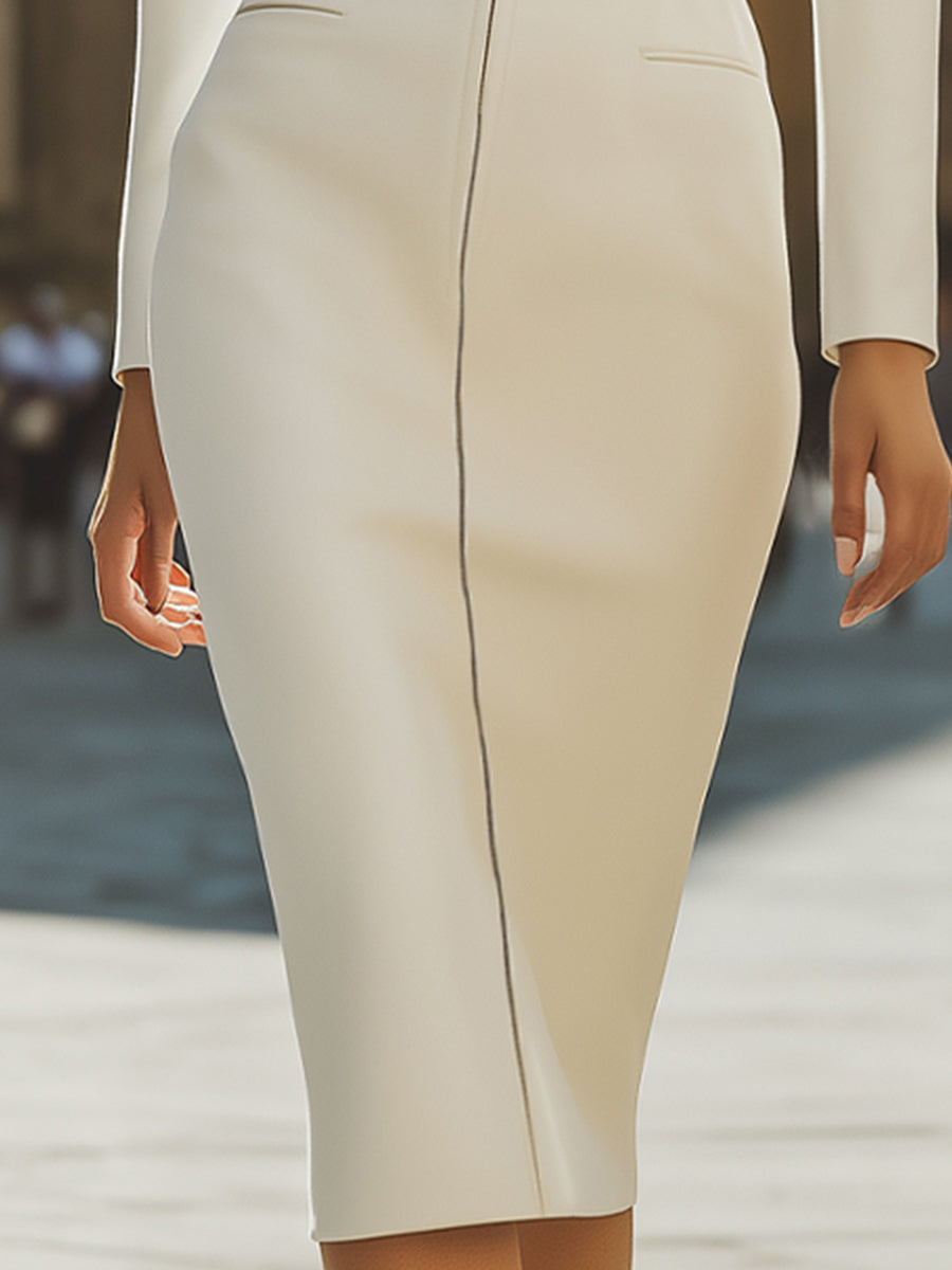 Mooyius Plain Structured Zip-Front Midi Dress
