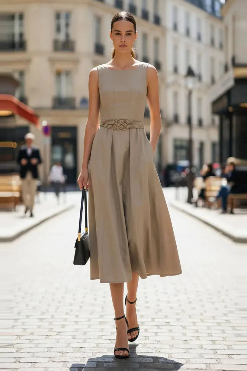 Belt Detail Midi Dress