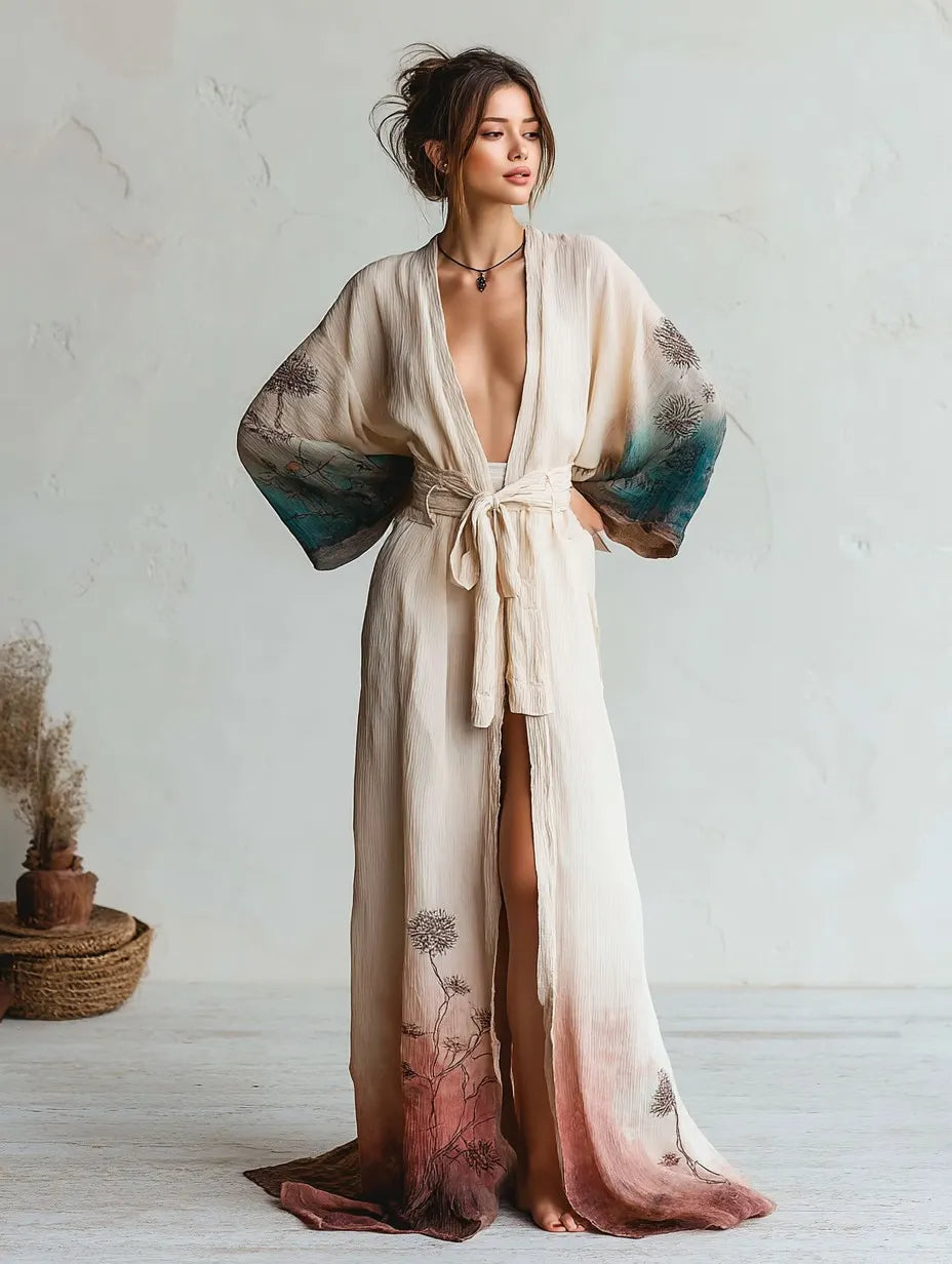 Women's Elegant Vintage Printed Robe