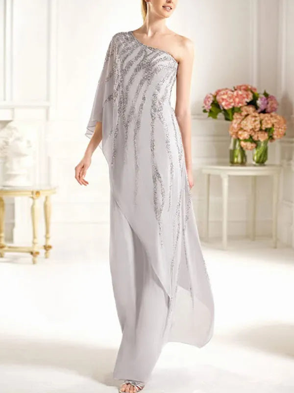Sequin Designer Wedding Elegant Chiffon Jumpsuit