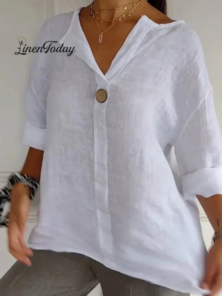 Women's Casual Cotton Linen Shirt