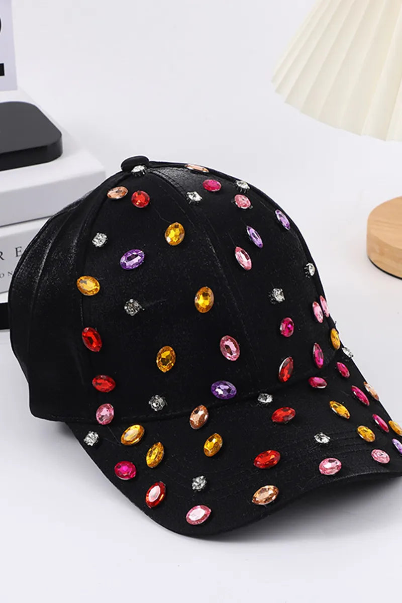 Women's Fashion Multicolor Rhinestone Baseball Cap
