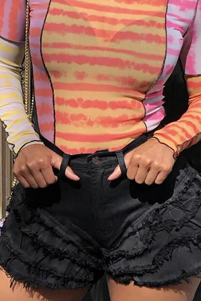 Women's Y2k Layered Cropped Denim Shorts