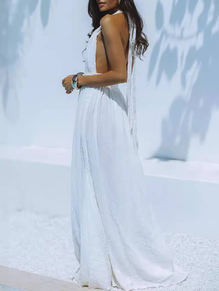 Large Swing Backless Strap Dress