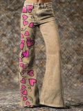 Ethnicity Doodle Love Women's Print Casual Wide Leg Pants