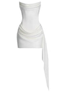 Strapless Draped Corset Dress White