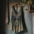 Vintage Tribal Celtic Knot Life Of Tree Gradient Art Print Women's Linen Tank Top