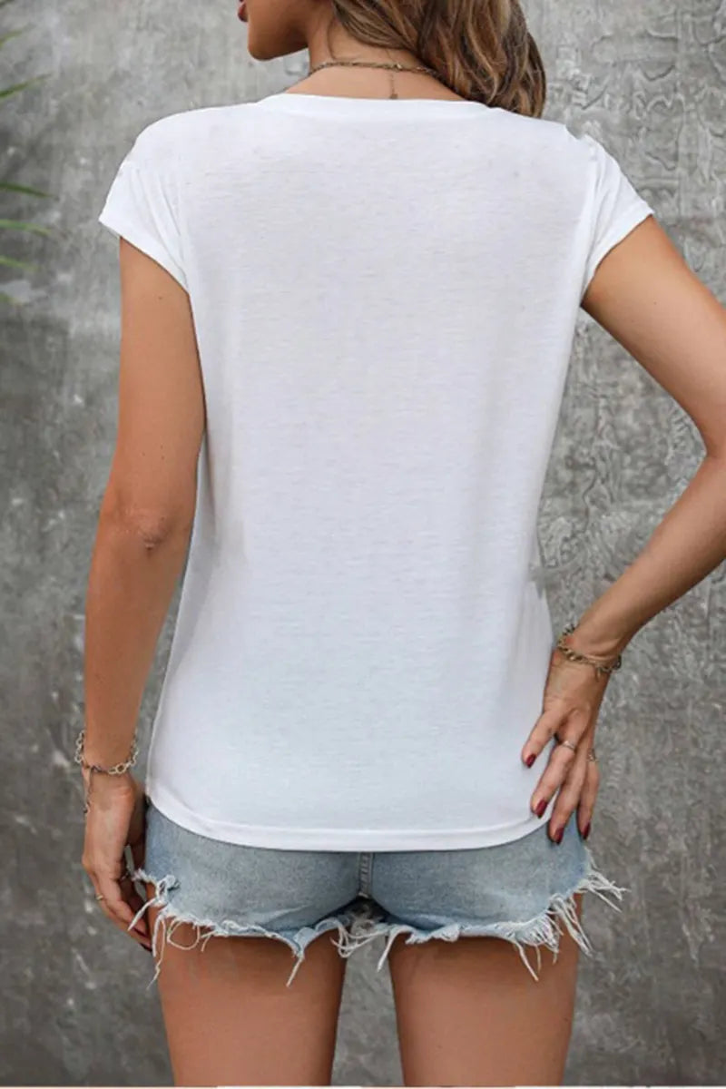 Women's Casual V Neck Short Sleeve Loose T-Shirt