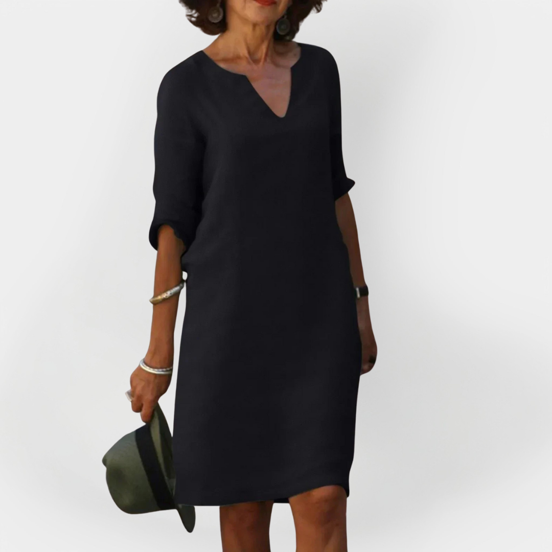 Daily Dress with V Neckline
