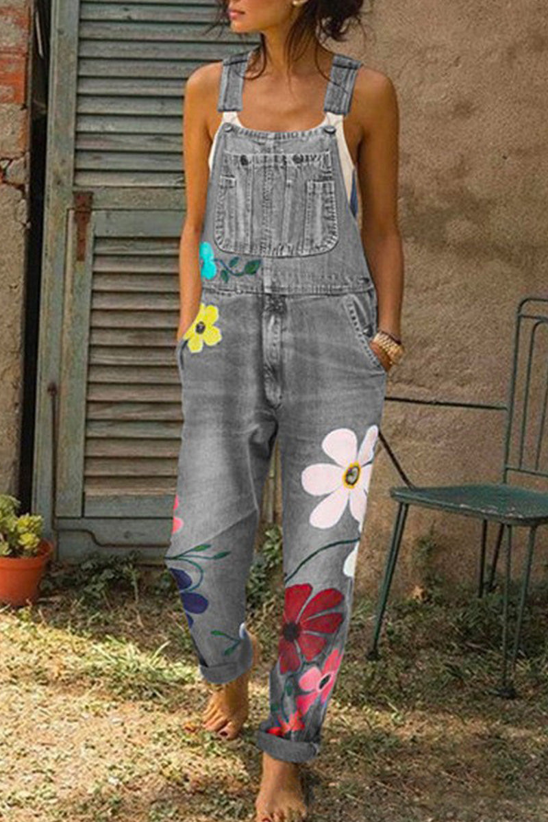 Women's Versatile Loose Fit Printed Jumpsuit