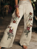 Women's floral print casual trousers