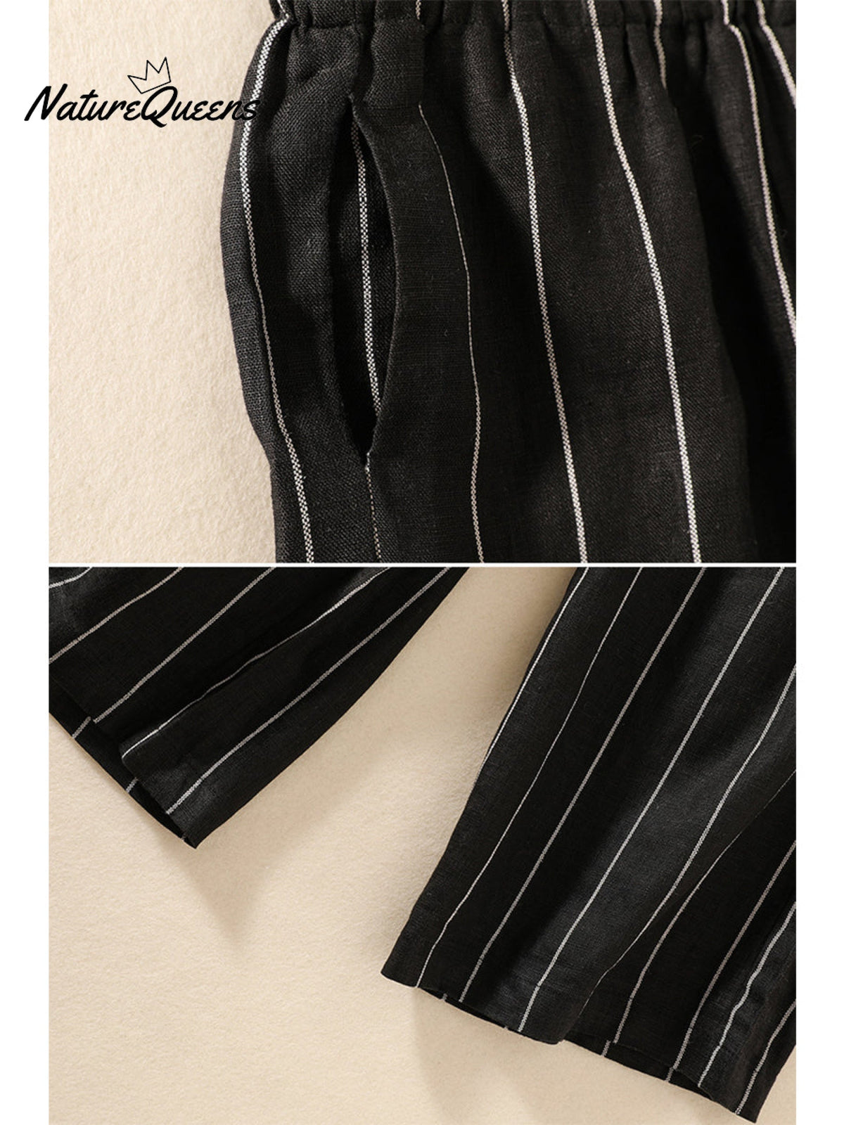 Women's Stripe Cotton And Linen Casual Pants