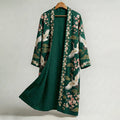 Men's Retro Crane Art Print Linen Long Kimono