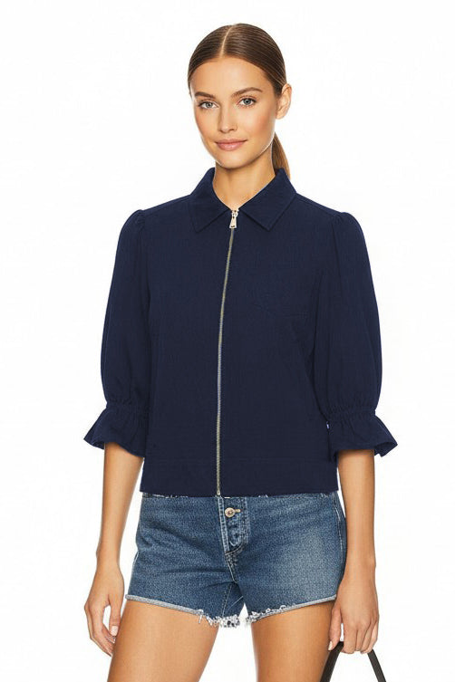3/4 Sleeve Zip Up Jacket