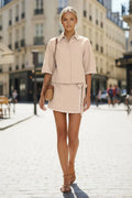 WHIPSTITCH COLLAR LINEN BLOUSE
