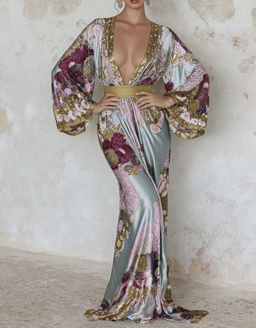 Women's Elegant Vintage Printed Robe