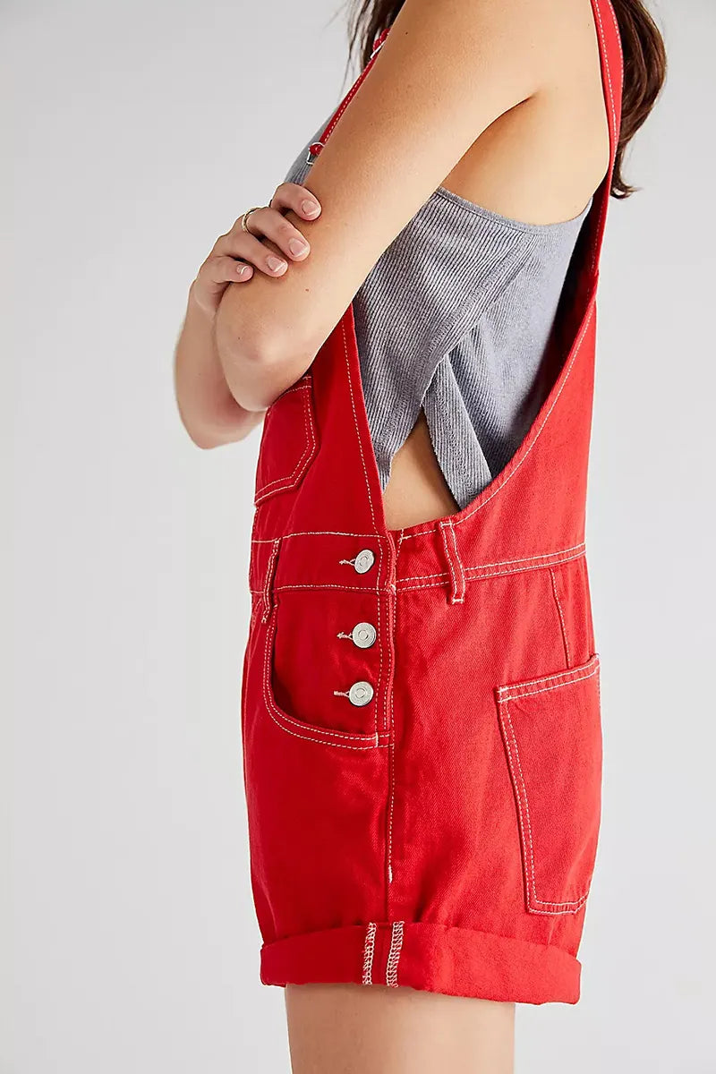 Relaxed Multi Pocket Denim Overalls For Women