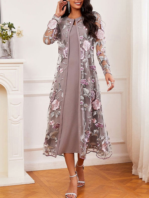 Lace Embroidery Ruffled Flowers Women's Gown