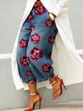 Women's Vintage Pattern Print Casual Jeans