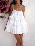 Multi-layer Ruffled Backless Slip Dress