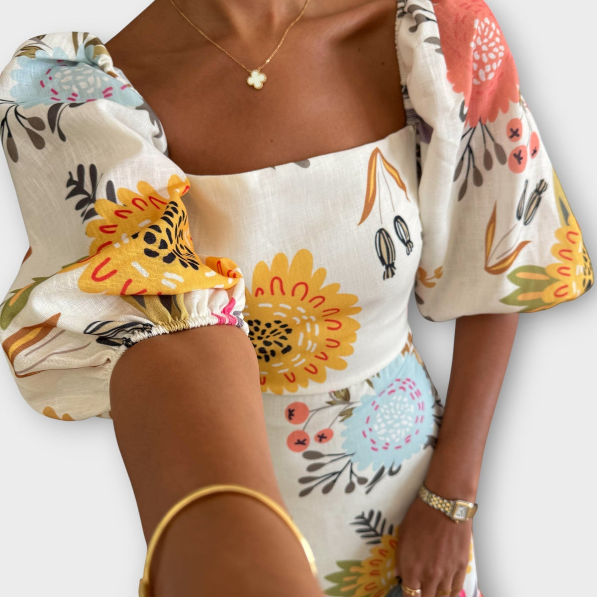 Blooming Elegance Puff Sleeve Dress