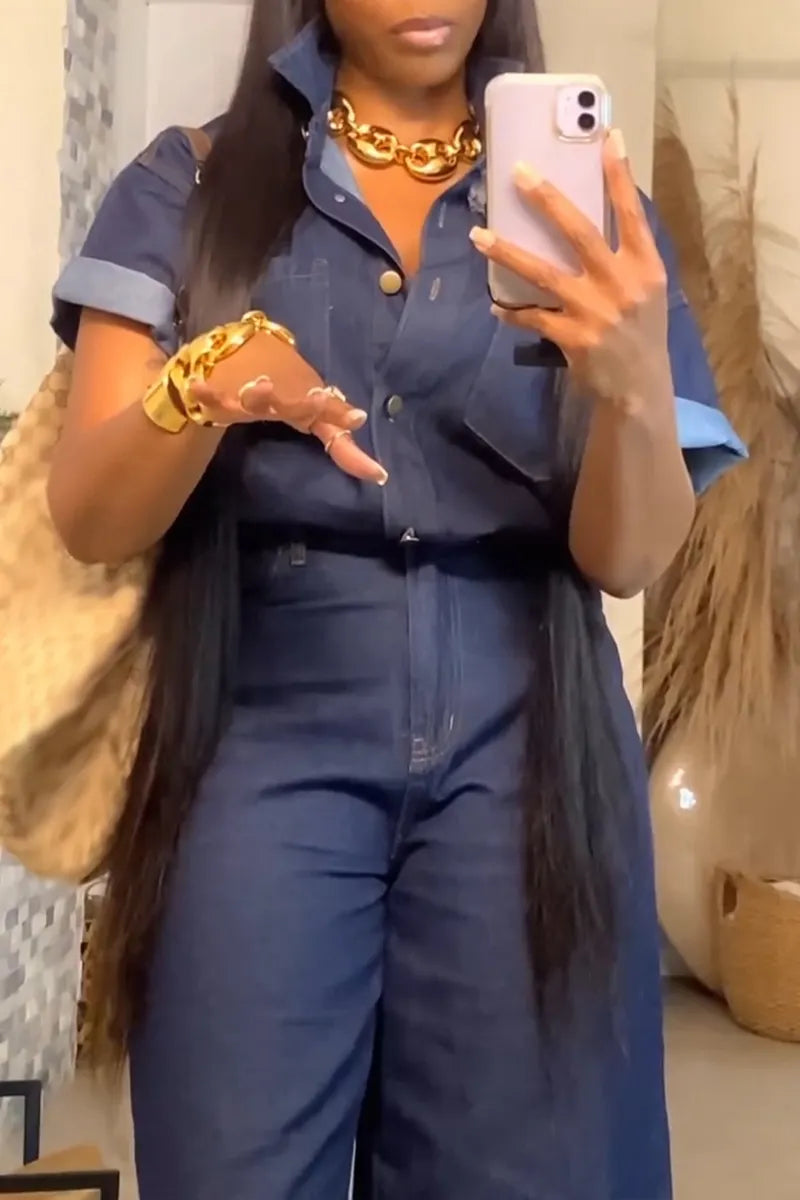 Women's Casual Basic Denim Shirt or Cropped Jeans