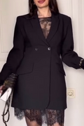 Women's Temperament Commuting Collar Jacket or Lace Patterned Skirt Underneath