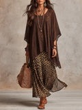 Two-piece Set Featuring A Relaxed, Breezy Chiffon Top And A Leopard-print Cotton Camisole Dress.
