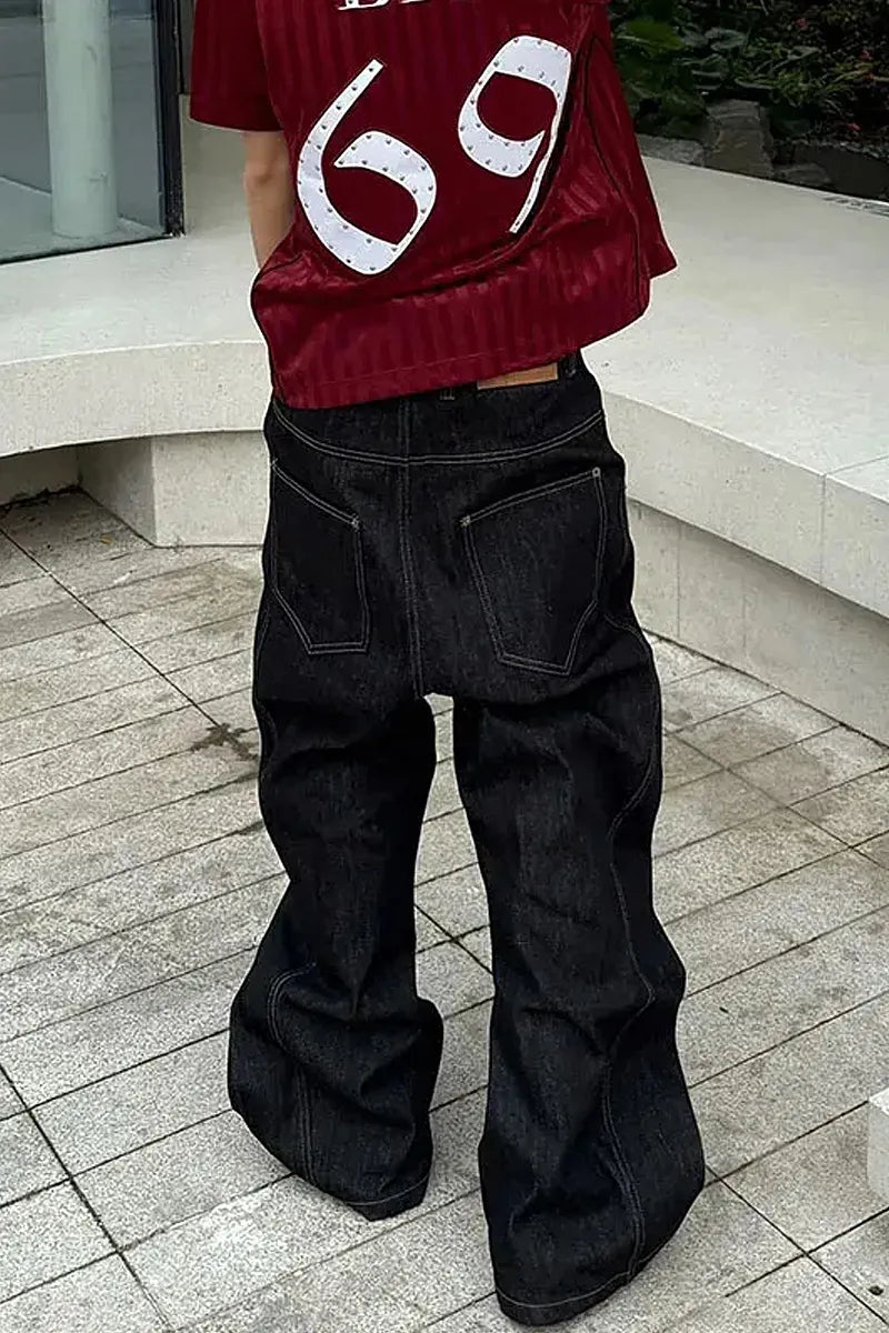 Men's Stitched American-Style Jeans With Unique Button Design