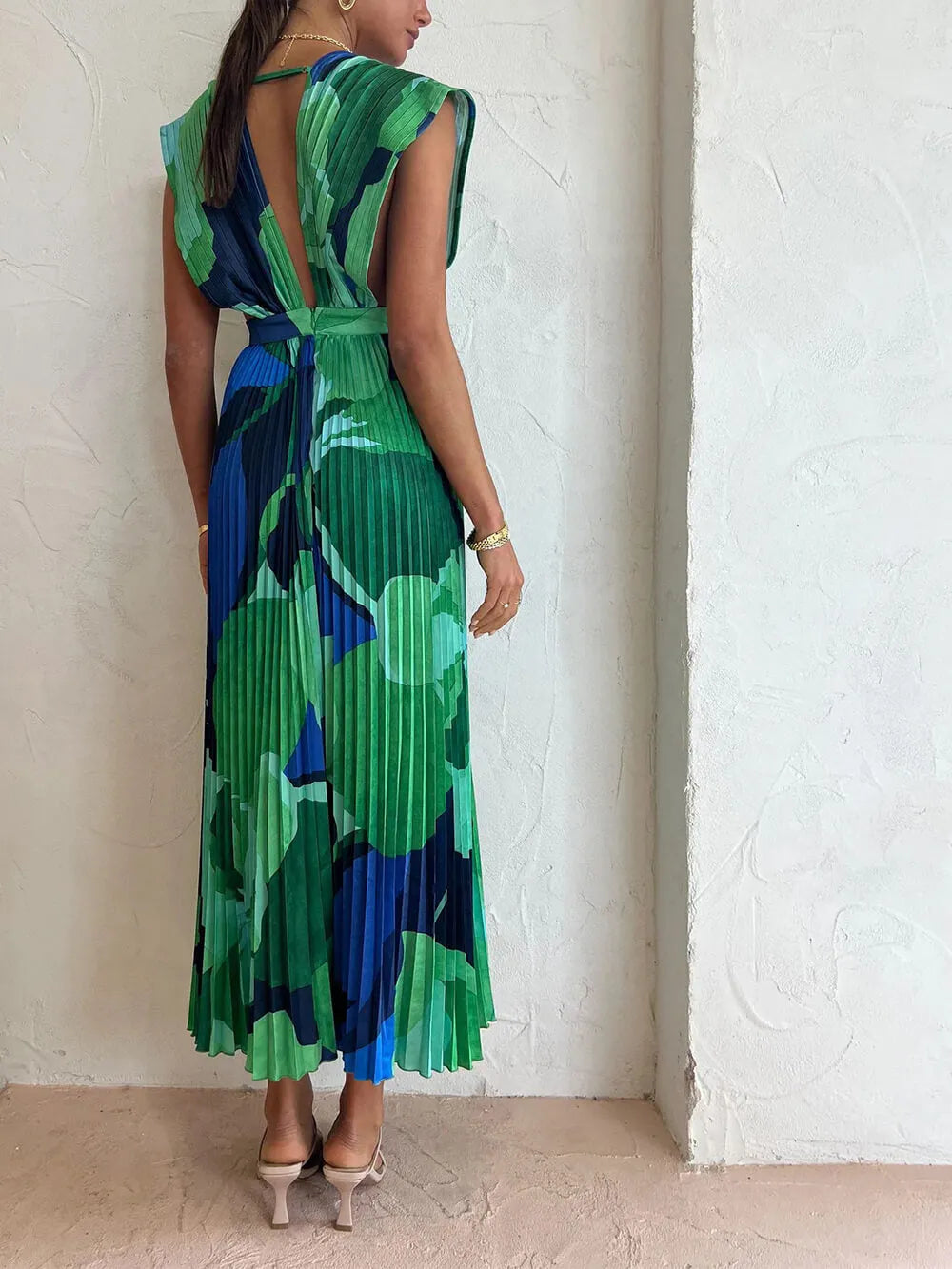Pleated Sleeveless Lounge Dress