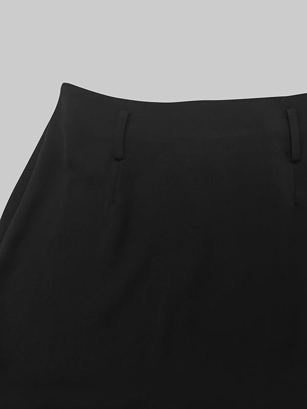 Solid Color Split-Back Skirts Bottoms