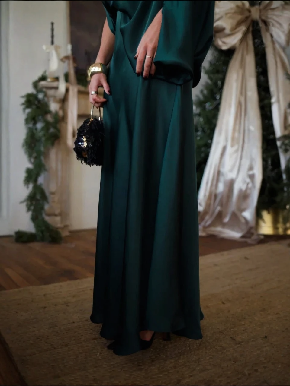 Convertible Draped Top & A-Line Maxi Skirt Set