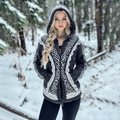 Women's Vintage Celtic Knot Jacquard Cozy Knit Hooded Cardigan
