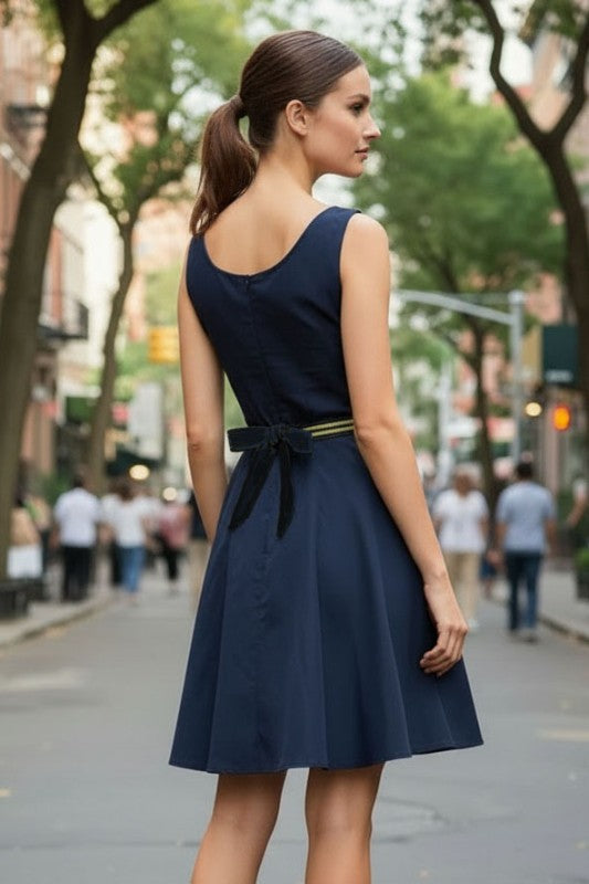 Flare Dress with Twisted Rope Belt