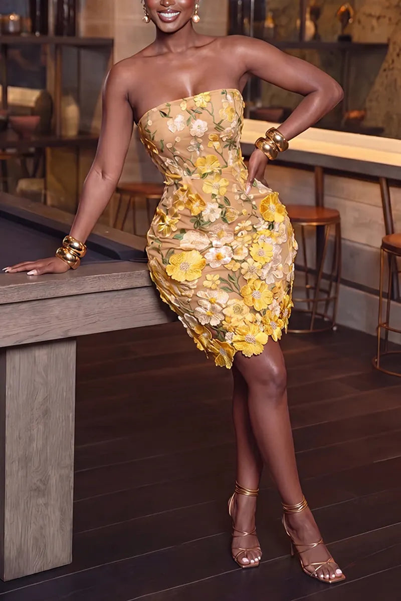 Women's Elegant Party Summer Bloom Embroidered Dress