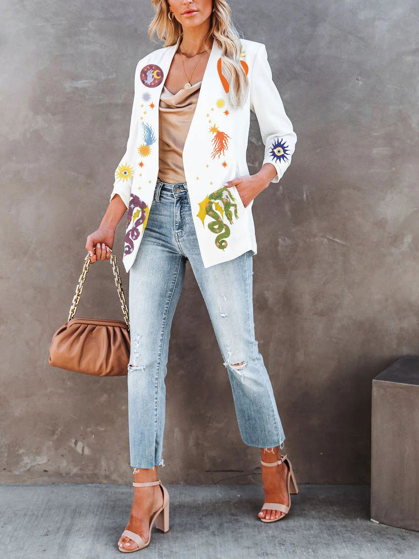 Beautiful Unique Print Long Sleeve Suit Jacket