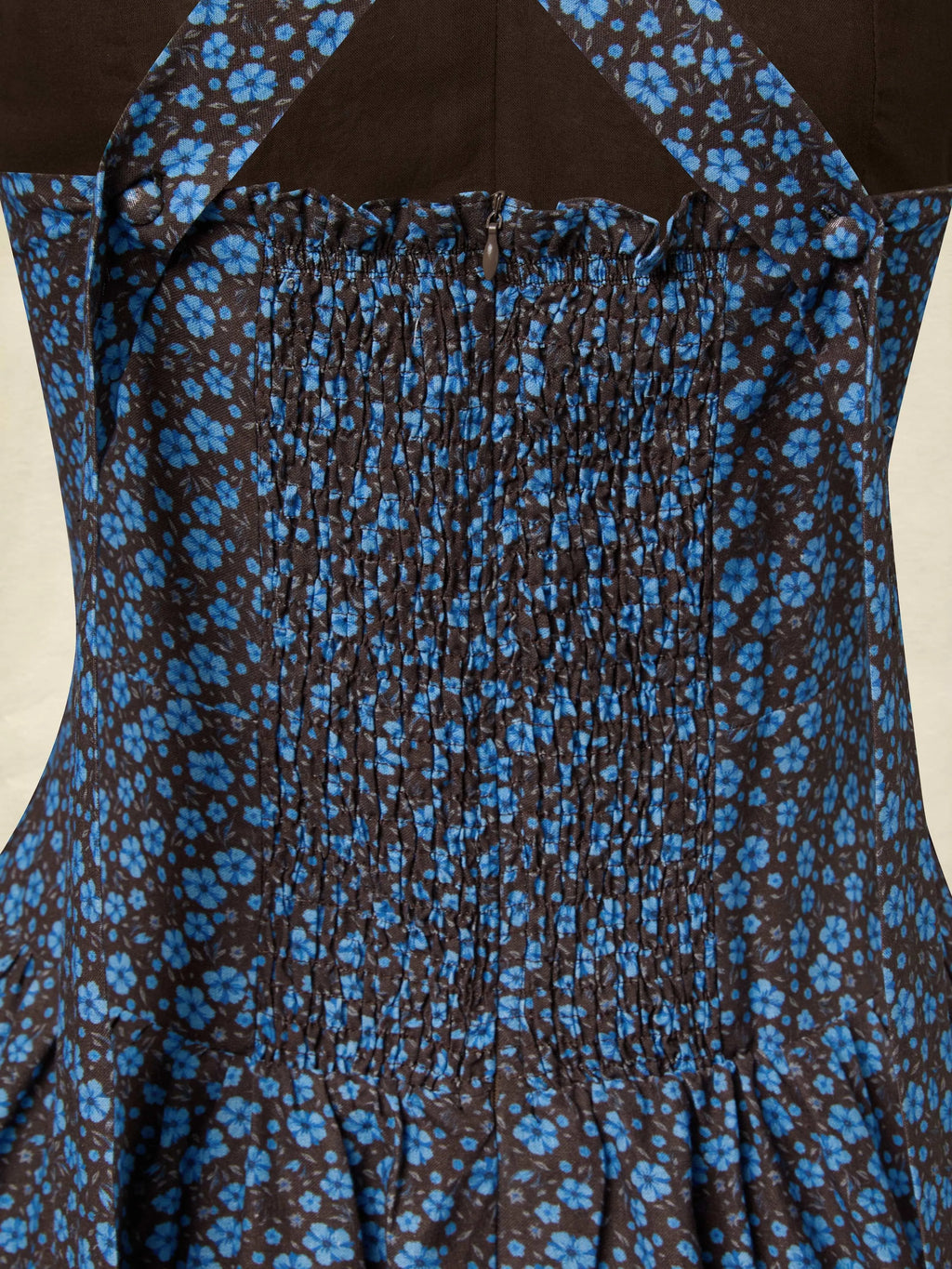 Maxi Cotton Dress, Sleeveless, V Neck, Floral, Lace, Vintage, Blue