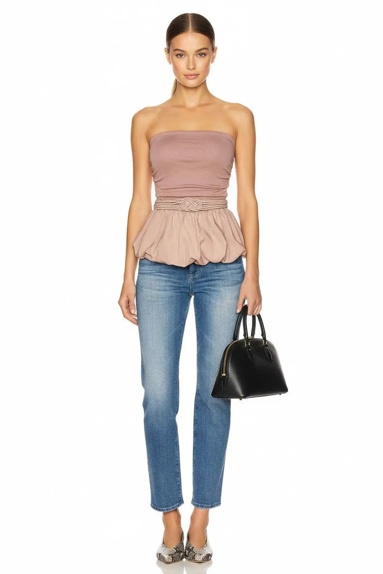 TUBE BUBBLE TOP W/ TWISTED ROPE BELT