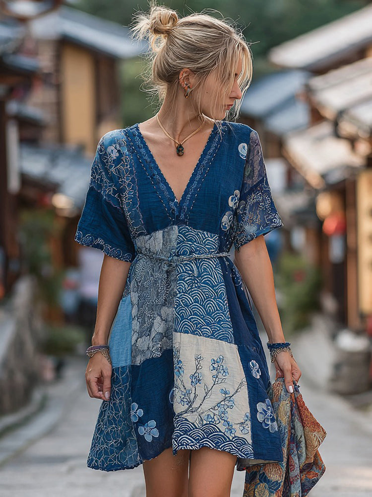 Women's Japanese-style Floral Print Casual Dress