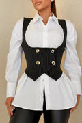Women Collar Shirt+ Waist Cinching Casual Suit