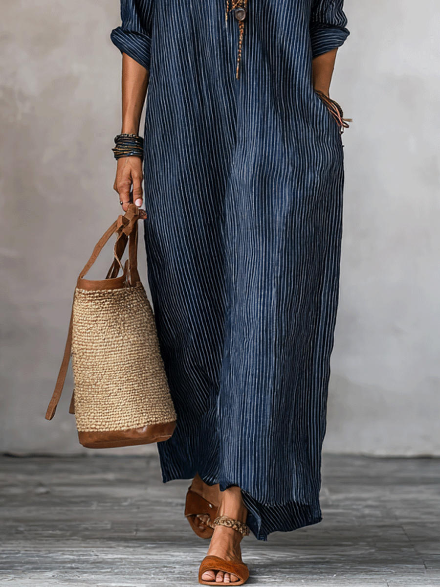 Nomadic Indigo Loose-Fit Maxi Dress